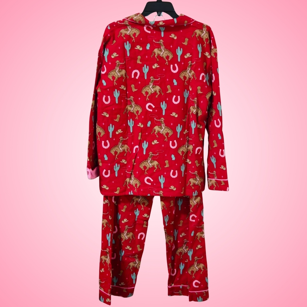 PJ Salvage Flannel Pajama Set Horse Saddle Up Samba Red Top & Pants NWT 🐎 - Picture 3 of 4